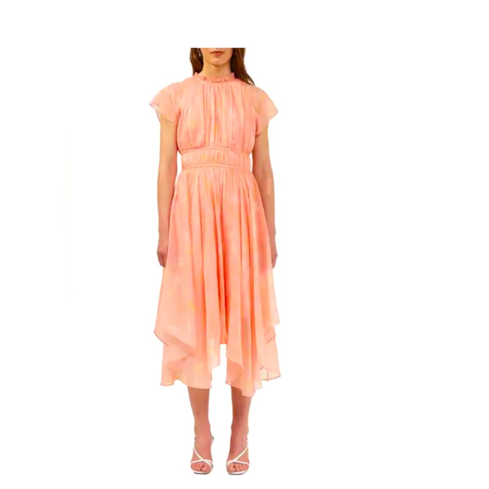Light peach, chiffon maxi dress
